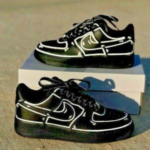 Nike Air Force 1 Black Cartoon Custom Shoes White Outline Mens Womens Kids Sizes